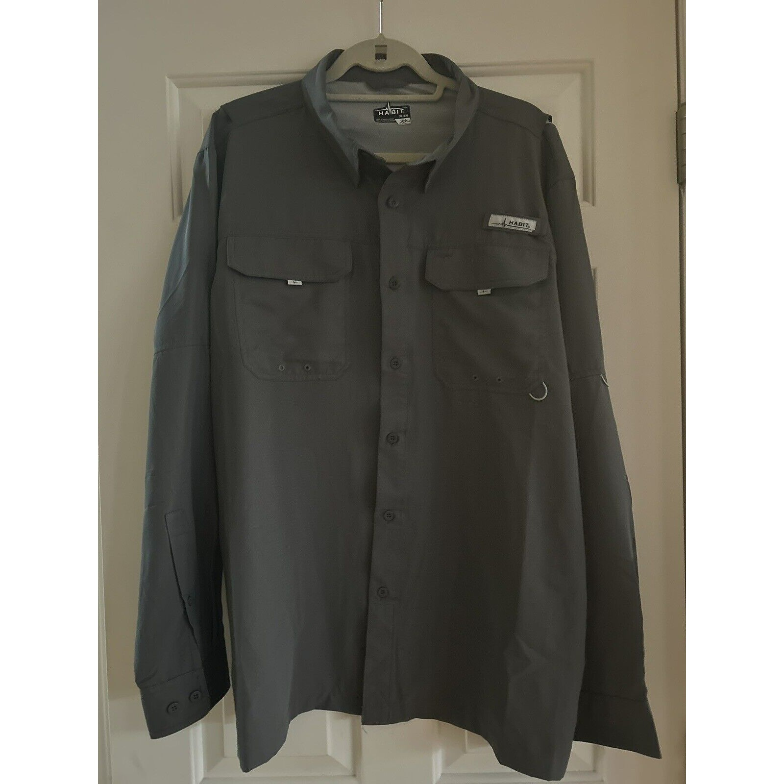 Habit Brand Long Sleeve Shirt Mens Medium Gray Solar Protection 40